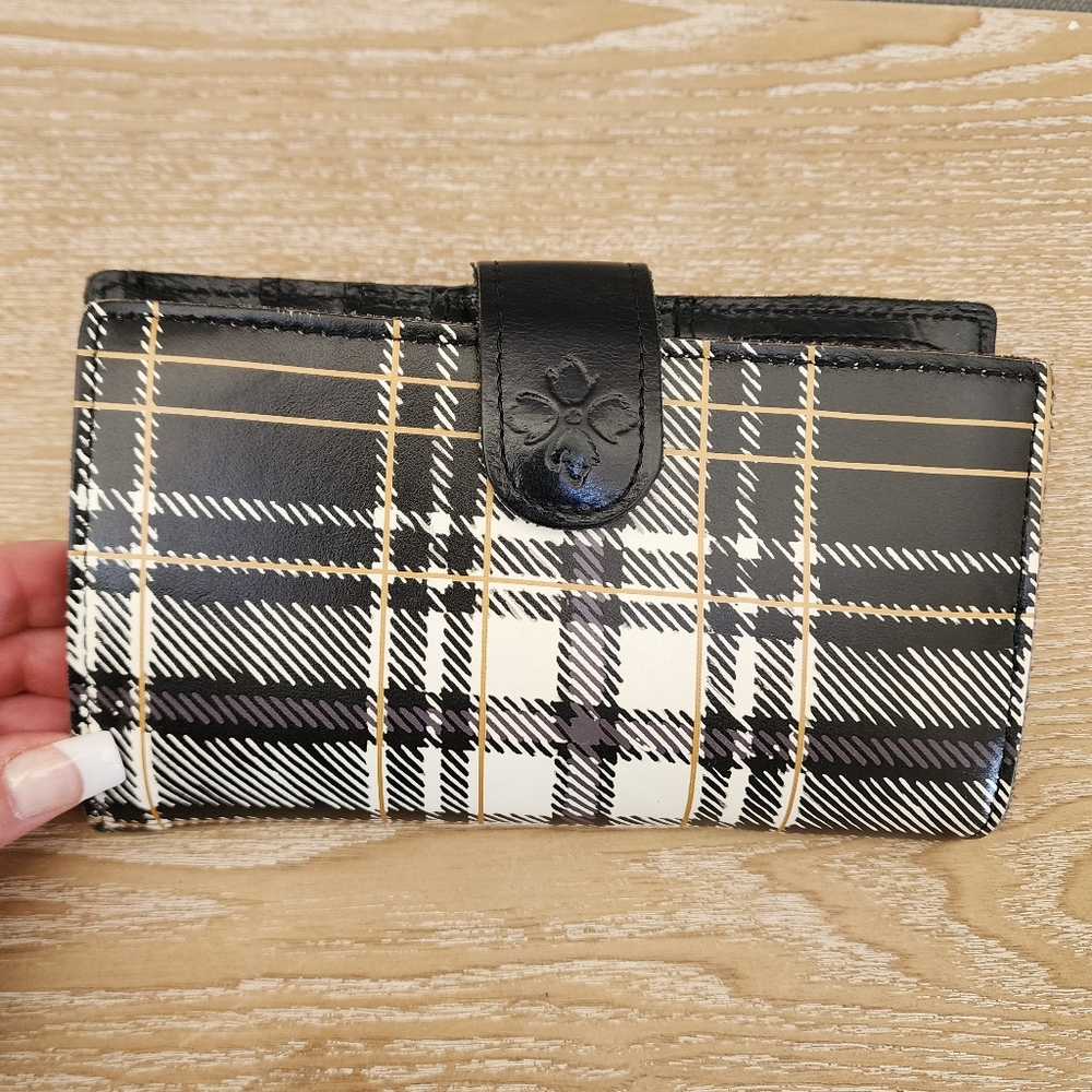 Patricia Nash Linnet leather wallet, black/white plaid - Picture 7 of 15